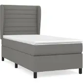 Syfax Cama box spring con colchón tela gris oscuro 80x200 cm