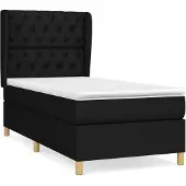 Syfax Cama box spring con colchón tela negro 80x200 cm