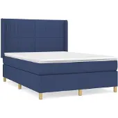 Syfax Cama box spring con colchón tela azul 140x190 cm