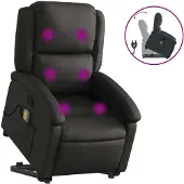 Sonstiges Sillón reclinable de masaje elevable cuero auténtico negro