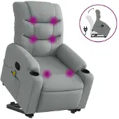 Syfax Sillón de masaje reclinable de pie de tela gris claro
