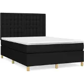 Syfax Cama box spring con colchón tela negro 140x190 cm