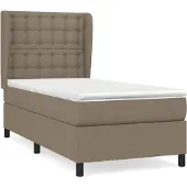 Syfax Cama box spring con colchón tela gris taupe 90x200 cm