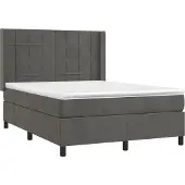 Syfax Cama box spring con colchón terciopelo gris oscuro 140x200 cm
