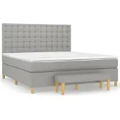 Syfax Cama box spring con colchón tela gris claro 180x200 cm