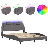 Syfax Estructura de cama Viana con LED sin colchón gris 120x200 cm