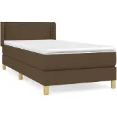 Syfax Cama box spring con colchón tela marrón oscuro 100x200 cm