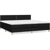 Syfax Cama box spring con colchón tela negro 200x200 cm