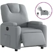 Syfax Sillón reclinable eléctrico tela gris claro