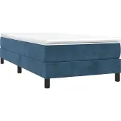 Syfax Cama box spring con colchón terciopelo azul oscuro 80x200 cm