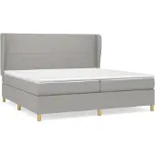 Syfax Cama box spring con colchón tela gris claro 200x200 cm
