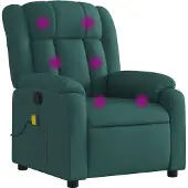 Syfax Sillón de masaje reclinable de tela verde oscuro