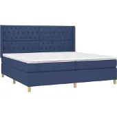 Syfax Cama box spring con colchón tela azul 200x200 cm