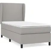 Syfax Cama box spring con colchón tela gris claro 100x200 cm