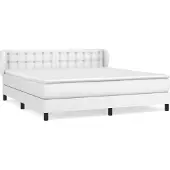 Syfax Cama box spring con colchón cuero sintético blanco 180x200 cm