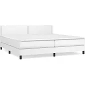Syfax Cama box spring con colchón cuero sintético blanco 200x200 cm