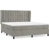 Syfax Cama box spring con colchón terciopelo gris claro 160x200 cm