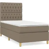 Syfax Cama box spring con colchón tela gris taupe 90x200 cm