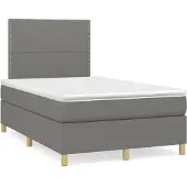 Syfax Cama box spring con colchón tela gris oscuro 120x200 cm