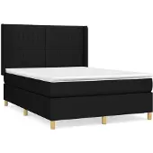 Syfax Cama box spring con colchón tela negro 140x190 cm