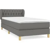Syfax Cama box spring con colchón tela gris oscuro 100x200 cm