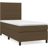Syfax Cama box spring con colchón tela marrón oscuro 80x200 cm