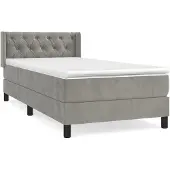 Syfax Cama box spring con colchón terciopelo gris claro 80x200 cm