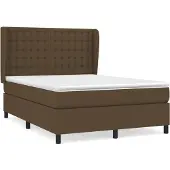Syfax Cama box spring con colchón tela marrón oscuro 140x200 cm