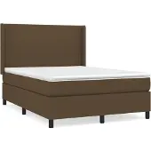 Syfax Cama box spring con colchón tela marrón oscuro 140x190 cm