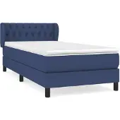 Syfax Cama box spring con colchón tela azul 100x200 cm