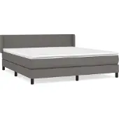 Syfax Cama box spring con colchón cuero sintético gris 160x200 cm