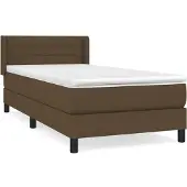 Syfax Cama box spring con colchón tela marrón oscuro 80x200 cm