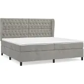 Syfax Cama box spring con colchón terciopelo gris claro 200x200 cm