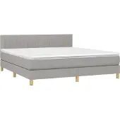 Syfax Cama box spring con colchón tela gris claro 180x200 cm