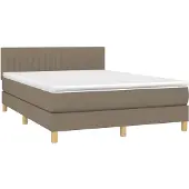 Syfax Cama box spring con colchón tela gris taupe 140x190 cm