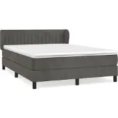 Syfax Cama box spring con colchón terciopelo gris oscuro 140x190 cm