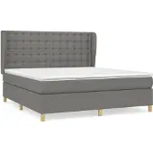 Syfax Cama box spring con colchón tela gris oscuro 180x200 cm