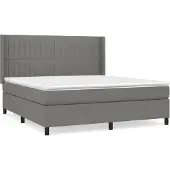 Syfax Cama box spring con colchón tela gris oscuro 180x200 cm