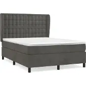 Syfax Cama box spring con colchón terciopelo gris oscuro 140x200 cm