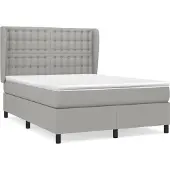 Syfax Cama box spring con colchón tela gris claro 140x190 cm