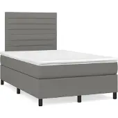 Syfax Cama box spring con colchón tela gris oscuro 120x200 cm