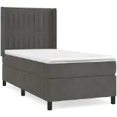 Syfax Cama box spring con colchón terciopelo gris oscuro 90x200 cm