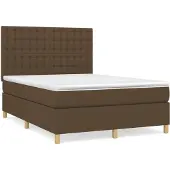 Syfax Cama box spring con colchón tela marrón oscuro 140x190 cm