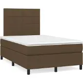 Syfax Cama box spring con colchón tela marrón oscuro 120x200 cm