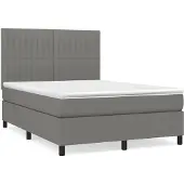 Syfax Cama box spring con colchón tela gris oscuro 140x200 cm
