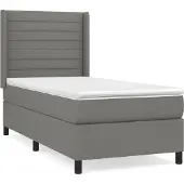 Syfax Cama box spring con colchón tela gris oscuro 90x200 cm