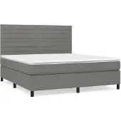 Syfax Cama box spring con colchón tela gris oscuro 160x200 cm