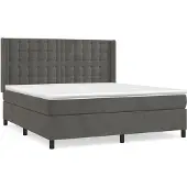 Syfax Cama box spring con colchón terciopelo gris oscuro 160x200 cm