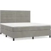Syfax Cama box spring con colchón terciopelo gris claro 180x200 cm