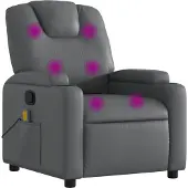 Syfax Sillón reclinable de masaje en piel sintética gris